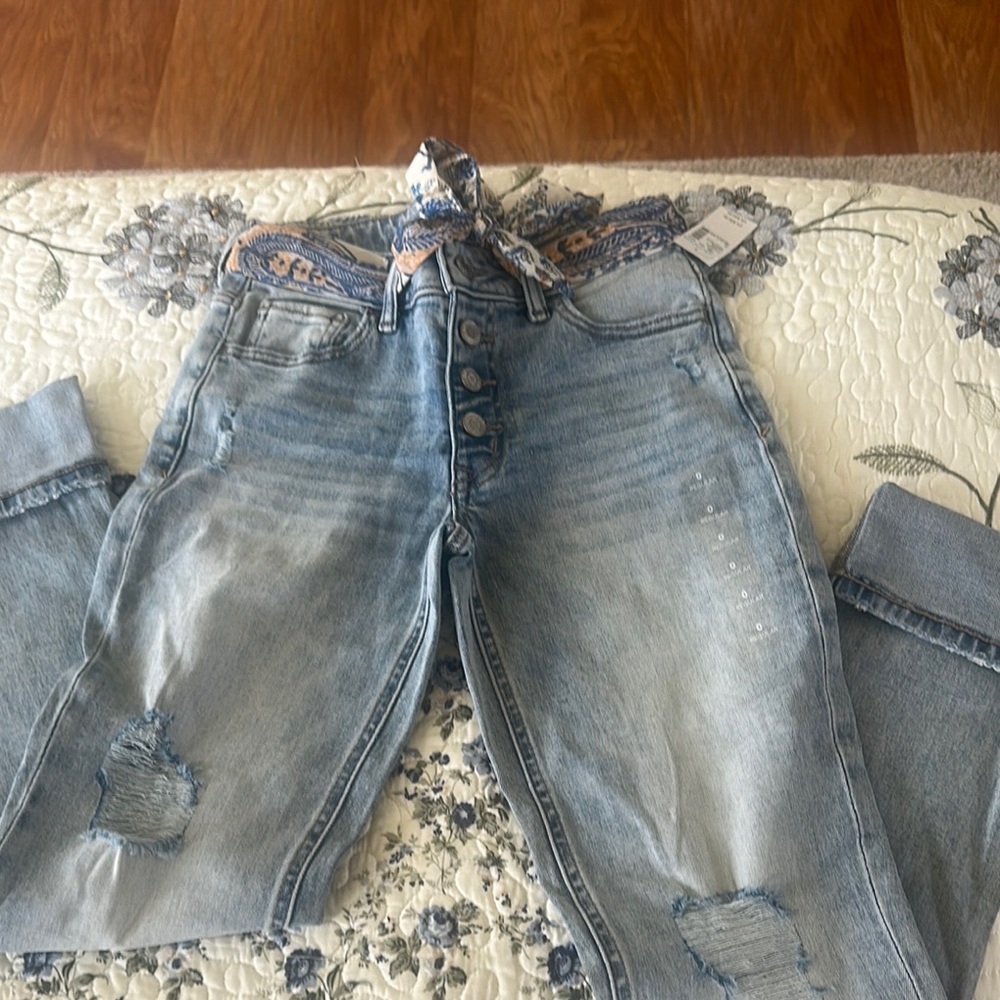 Maurices Blue Boyfriend Jeans with Distressed Details